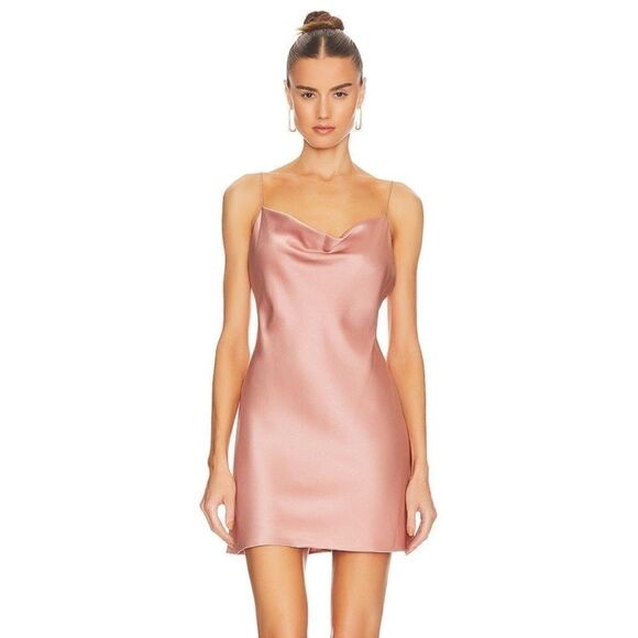 Alice + Olivia REVOLVE Harmon Mini Cowl Neck Slip Dress in Rose NWT $295 - Picture 3 of 10